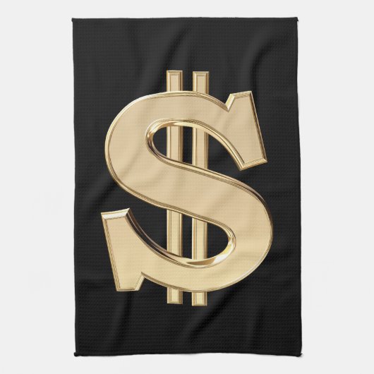 3D-dollarteken Theedoek (Verticaal)