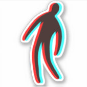 3D Down in het onkruid Vallende Man Sticker (Voorkant)