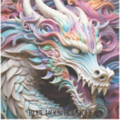 3D Dragon and Flowers Custom-Cut Vinyl Sticker (Voorkant)