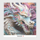3D Dragon and Flowers Custom-Cut Vinyl Sticker (Vel)
