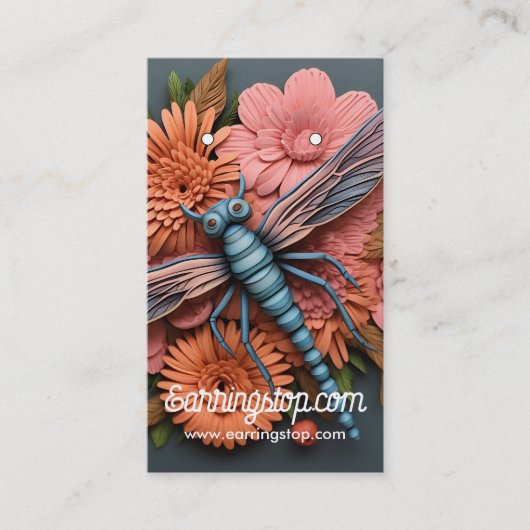 3D Dragonfly Pattern Oorbel Kaarten Visitekaartje (Voorkant)