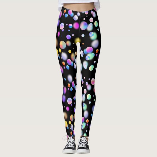 3D Drijvende Ballen Patroon. Zwart BG Leggings (Voorkant)