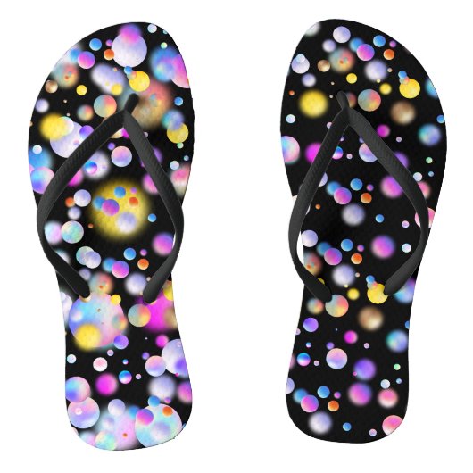 3D Drijvende Ballen Patroon. Zwart BG Teenslippers (Voetbed)