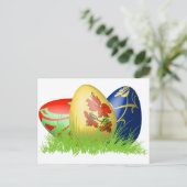 3D easter eggs in grass Feestdagenkaart (Staand voorkant)