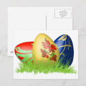 3D easter eggs in grass Feestdagenkaart (Voorkant / Achterkant)
