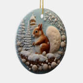 3D Eekhoorn Kerstmis dier Keramisch Ornament (Rechts)