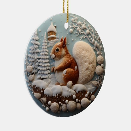3D Eekhoorn Kerstmis dier Keramisch Ornament (Rechts)