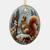 3D Eekhoorn Kerstmis dier Keramisch Ornament (Rechts)