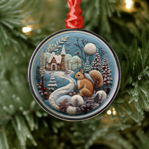 3D Eekhoorn Woodland Kerstmis Dier Metalen Ornament