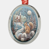 3D Eekhoorn Woodland Kerstmis Dier Metalen Ornament (Links)