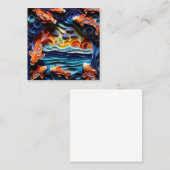 3D Een kleurrijke illustratie van meer met koi vis Vierkante Visitekaartje (Voorkant / Achterkant)