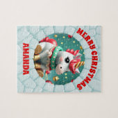 3D Eenhoorn Kerst Gepersonaliseerde Kinderen Legpuzzel (Horizontaal)