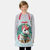 3D Eenhoorn Kerst Gepersonaliseerde Kinderen Schort (Gedragen)