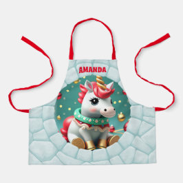 3D Eenhoorn Kerst Gepersonaliseerde Kinderen Schort