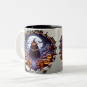 3D Eerie Halloween Tweekleurige Koffiemok (Voorkant links)