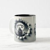 3D Eerie Halloween Tweekleurige Koffiemok (Voorkant links)