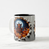 3D Eerie Halloween Tweekleurige Koffiemok (Voorkant links)