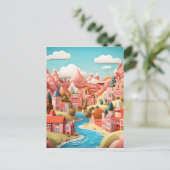 3D effect Abstracte Herfst stad achtergrond Briefkaart (Staand voorkant)