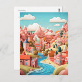 3D effect Abstracte Herfst stad achtergrond Briefkaart (Voorkant / Achterkant)