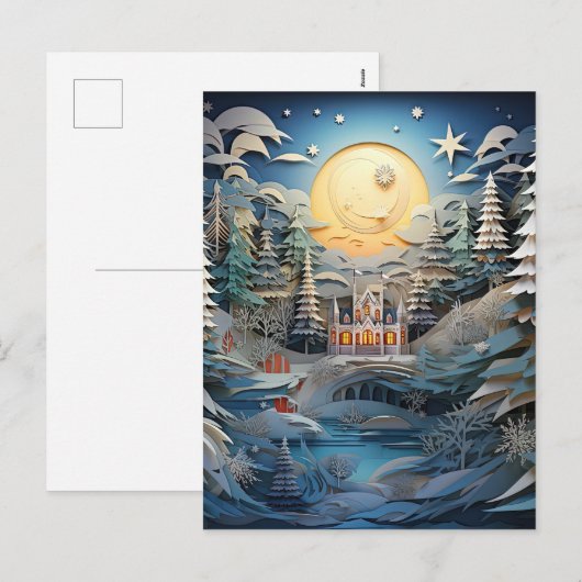 3D Effect Abstracte Kerstmisachtergrond Feestdagenkaart (Voorkant / Achterkant)