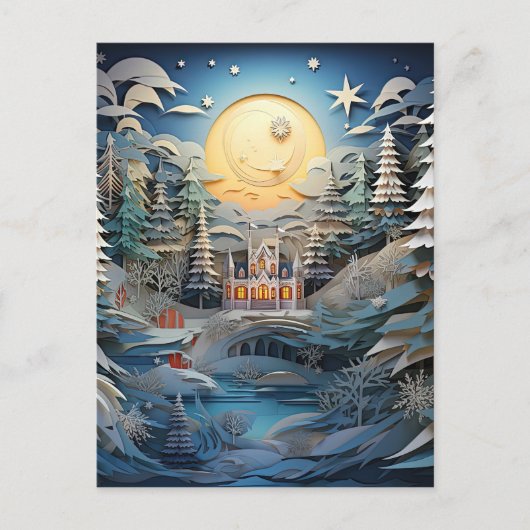 3D Effect Abstracte Kerstmisachtergrond Feestdagenkaart (Voorkant)