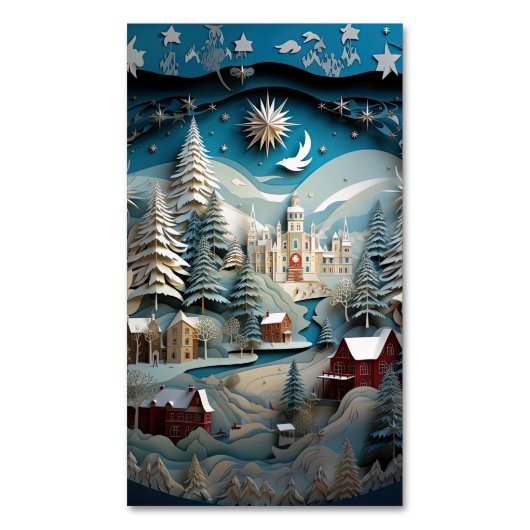 3D Effect Abstracte Kerstmisachtergrond Magnetisch Visitekaartje (Voorkant Verticaal)