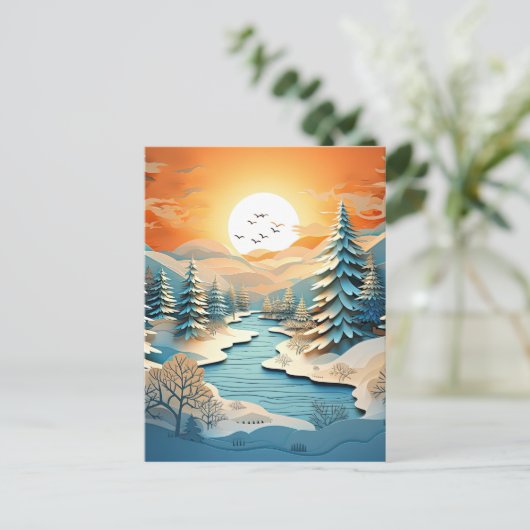 3D-effect Abstracte winterachtergrond Briefkaart (Staand voorkant)