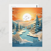 3D-effect Abstracte winterachtergrond Briefkaart (Voorkant / Achterkant)