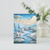 3D-effect Abstracte winterachtergrond Briefkaart (Staand voorkant)
