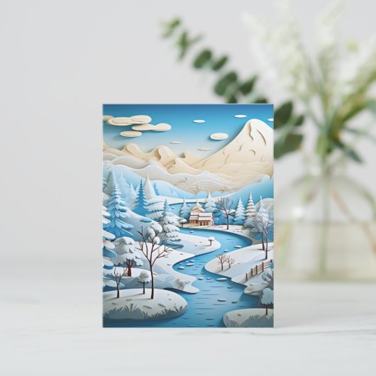 3D-effect Abstracte winterachtergrond Briefkaart (Staand voorkant)