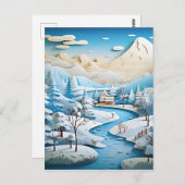 3D-effect Abstracte winterachtergrond Briefkaart (Voorkant / Achterkant)