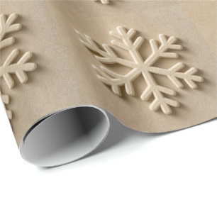 3D-effect beige minimalistische sneeuwvlok Cadeaupapier