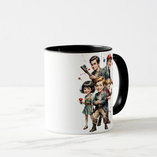 3D Effect Classic Cartoon Mok (Voorkant rechts)