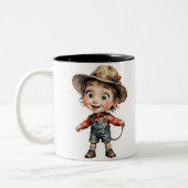 3D Effect Classic Cartoon Tweekleurige Koffiemok (Links)