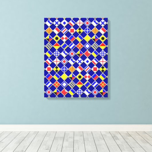 3D-effect Gecontroleerd Nautical Flag tiles Decor Canvas Afdruk (Insitu (Houten vloer))