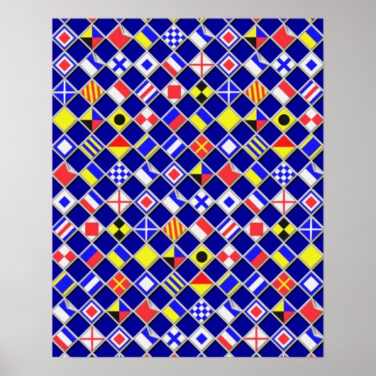 3D-effect Gecontroleerd Nautical Flag tiles Decor Poster (Voorkant)