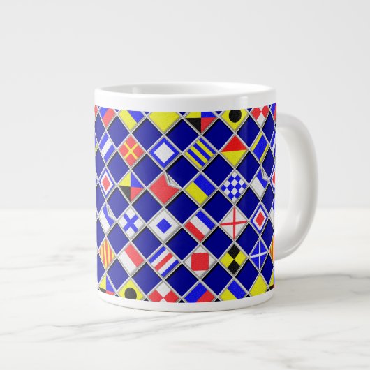 3D Effect Gecontroleerde Nautical Flag tiles Motif Grote Koffiekop (Voorkant rechts)