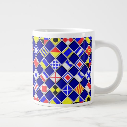 3D Effect Gecontroleerde Nautical Flag tiles Motif Grote Koffiekop (Rechts)