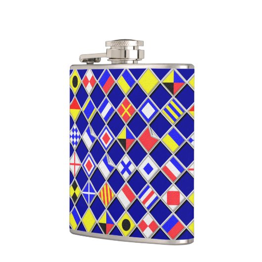 3D Effect Gecontroleerde Nautical Flag tiles Motif Heupfles (Links)