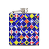 3D Effect Gecontroleerde Nautical Flag tiles Motif Heupfles (Voorkant)