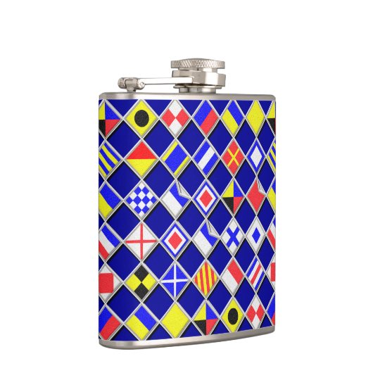 3D Effect Gecontroleerde Nautical Flag tiles Motif Heupfles (Rechts)