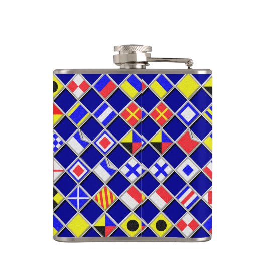 3D Effect Gecontroleerde Nautical Flag tiles Motif Heupfles (Achterkant)