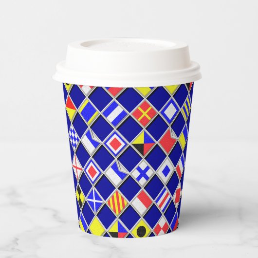 3D Effect Gecontroleerde Nautical Flag tiles Motif Papieren Bekers (Links)