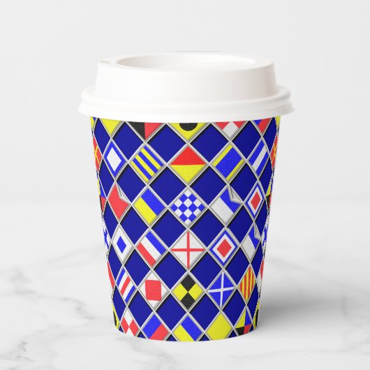 3D Effect Gecontroleerde Nautical Flag tiles Motif Papieren Bekers (Achterkant)