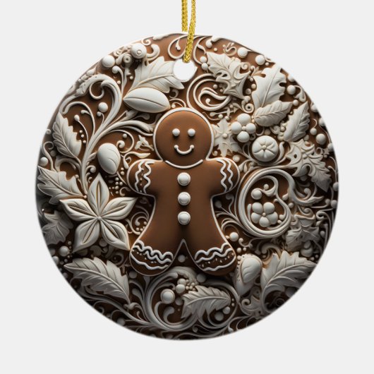 3D-effect-gingerbroodornament | Aangepaste naam Keramisch Ornament (Voorkant)
