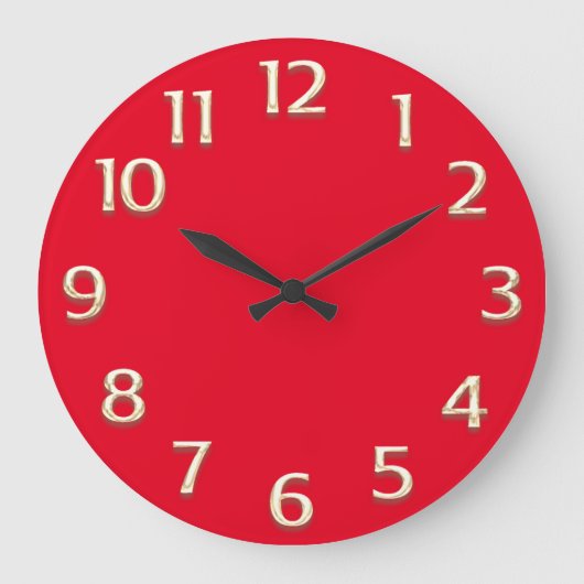 3D-effect Gold Champagne Minimalism Moderne Red Grote Klok (Voorkant)