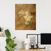 3D-effect Kaart van AFRIKA op Faux Parchment BG Poster (Thuiskantoor)