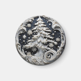 3D-effect kerstboom ronde magneet