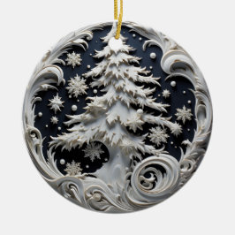 3D-effect kerstboomornament | Aangepaste naam Keramisch Ornament