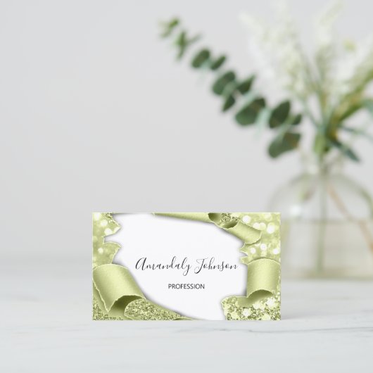 3D Effect Makeup Artiest Mint White Visitekaartje (Staand voorkant)